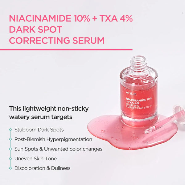 ANUA NIACINAMIDE 10% + TXA 4% DARK SPOT CORRECTING SERUM 30ML أنوا نياسيناميد 10٪ + TXA 4٪ مصل تصحيح البقع الداكنة